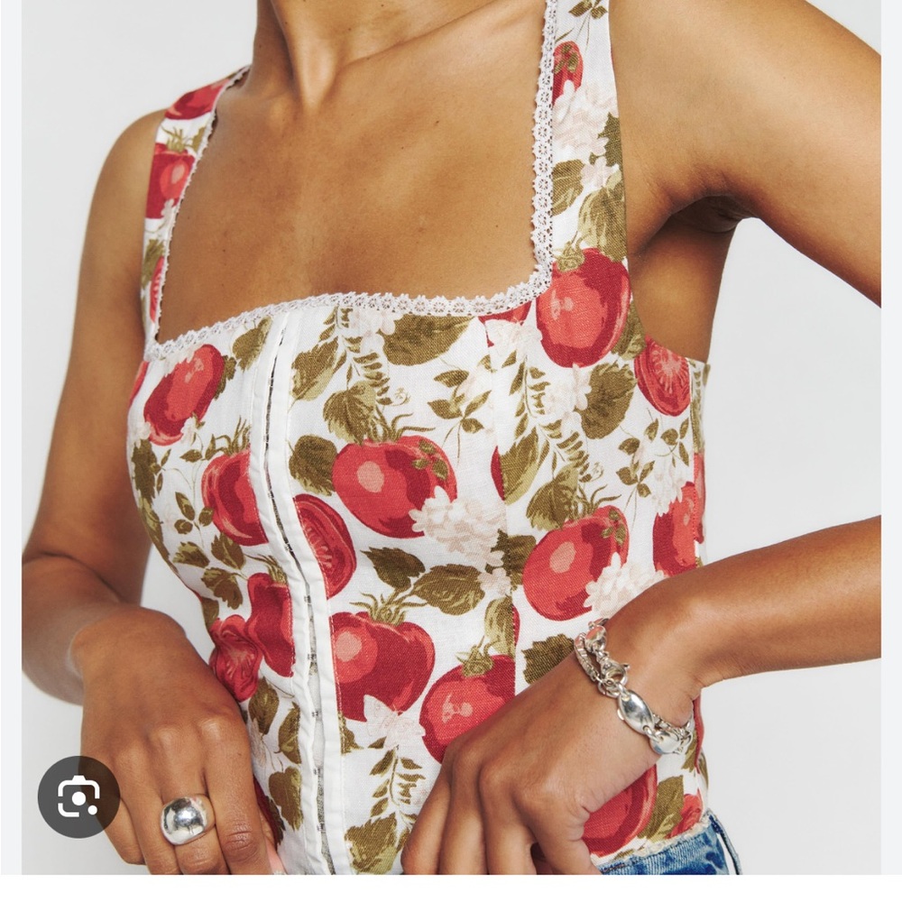 Reformation Tagliatelle Linen Top In Tomatoes